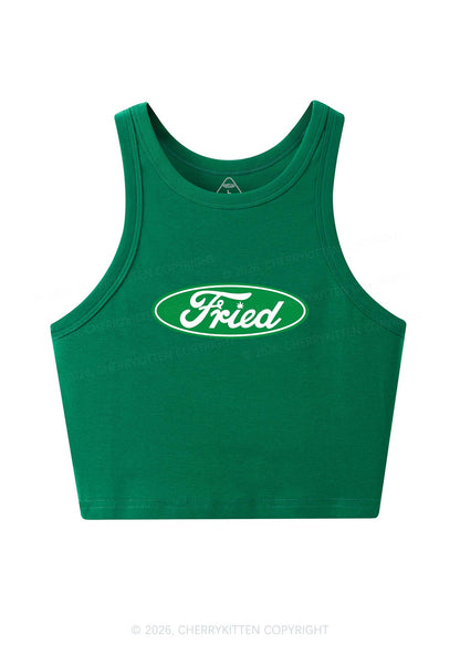 Green Fried Y2K Crop Tank Top Cherrykitten
