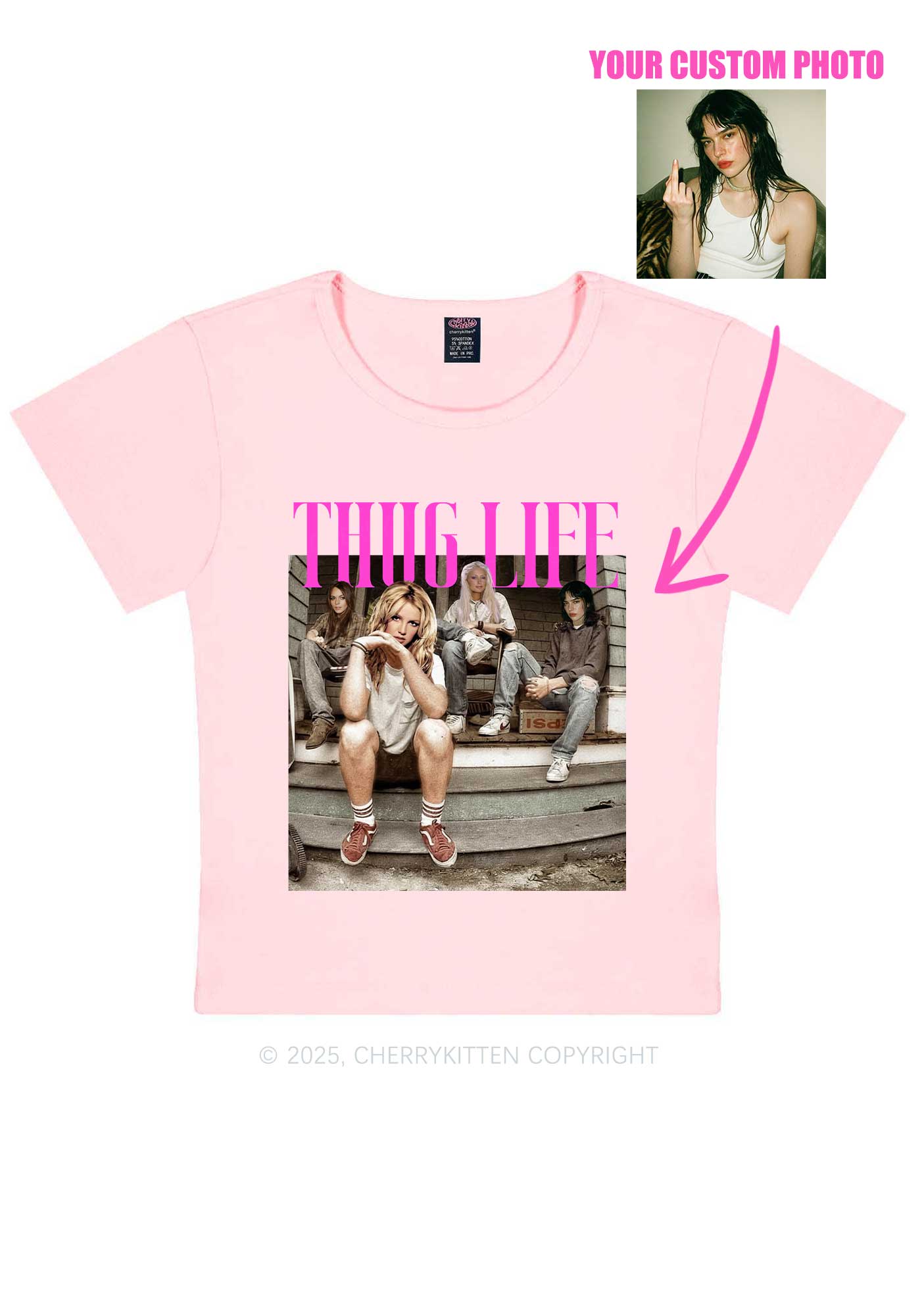 Custom Girls Thug Life Y2K Baby Tee Cherrykitten