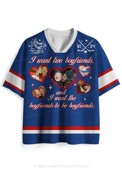 Blue I Want Two Boyfriends HR Y2K Sport Jersey Shirts Cherrykitten