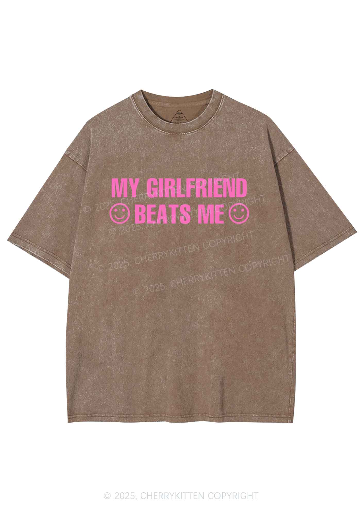 My Girlfriend Beats Me Y2K Shirts Washed Tee Cherrykitten
