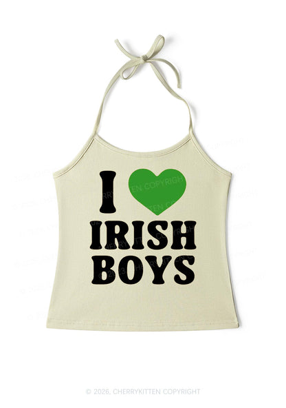 I Love Irish Boys St Patricks Y2K Halter Neck Cami Cherrykitten