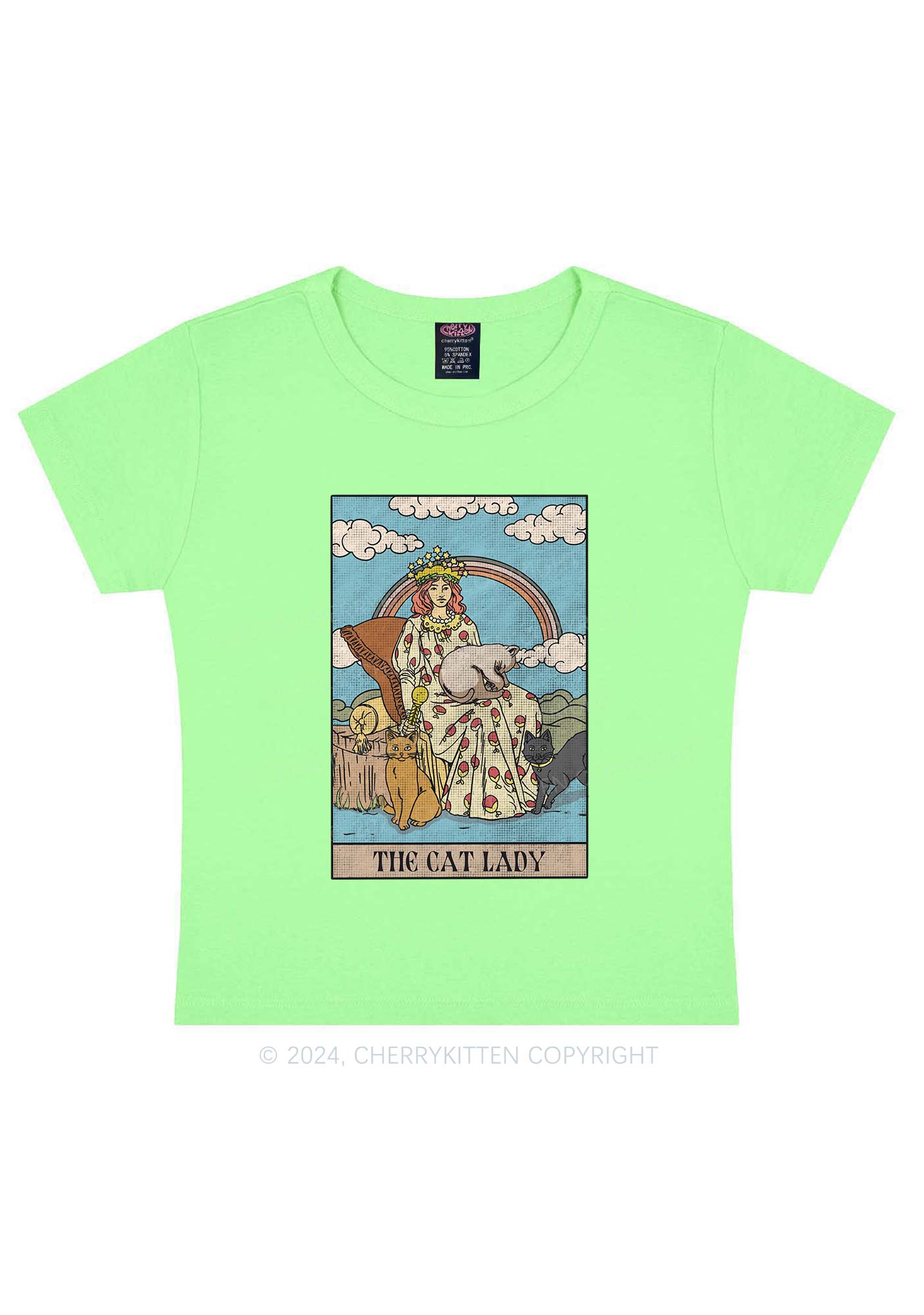 The Cat Lady Y2K Baby Tee Cherrykitten