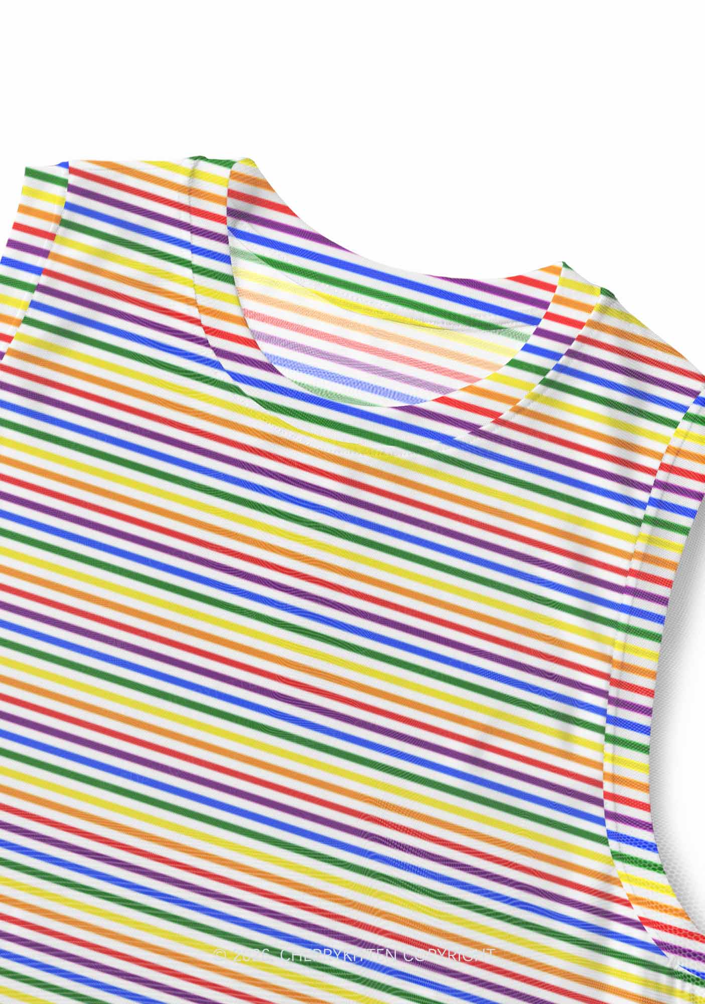 Rainbow Stripes Pride Y2K Mesh Muscle Tank Cherrykitten