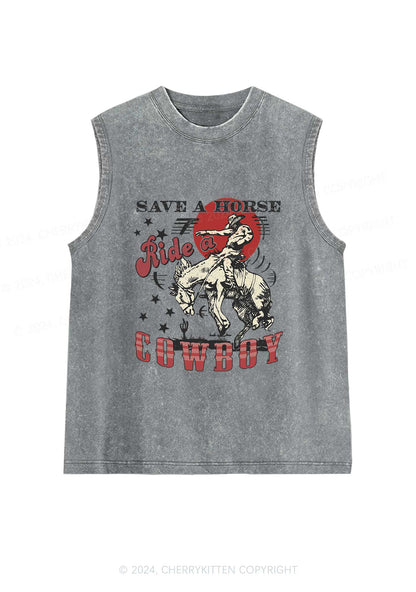 Ride A Cowboy Y2K Washed Tank Cherrykitten