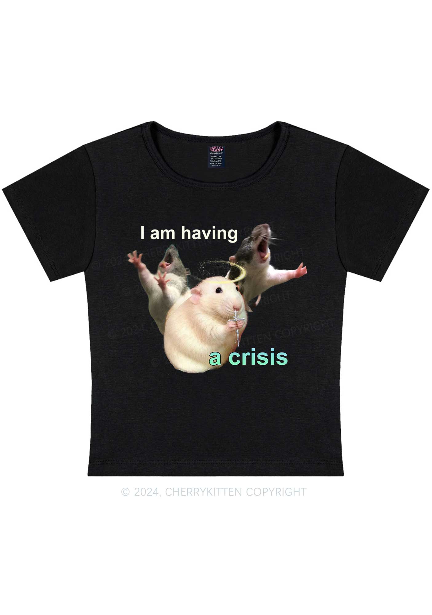 I Am Having Crisis Y2K Baby Tee Cherrykitten