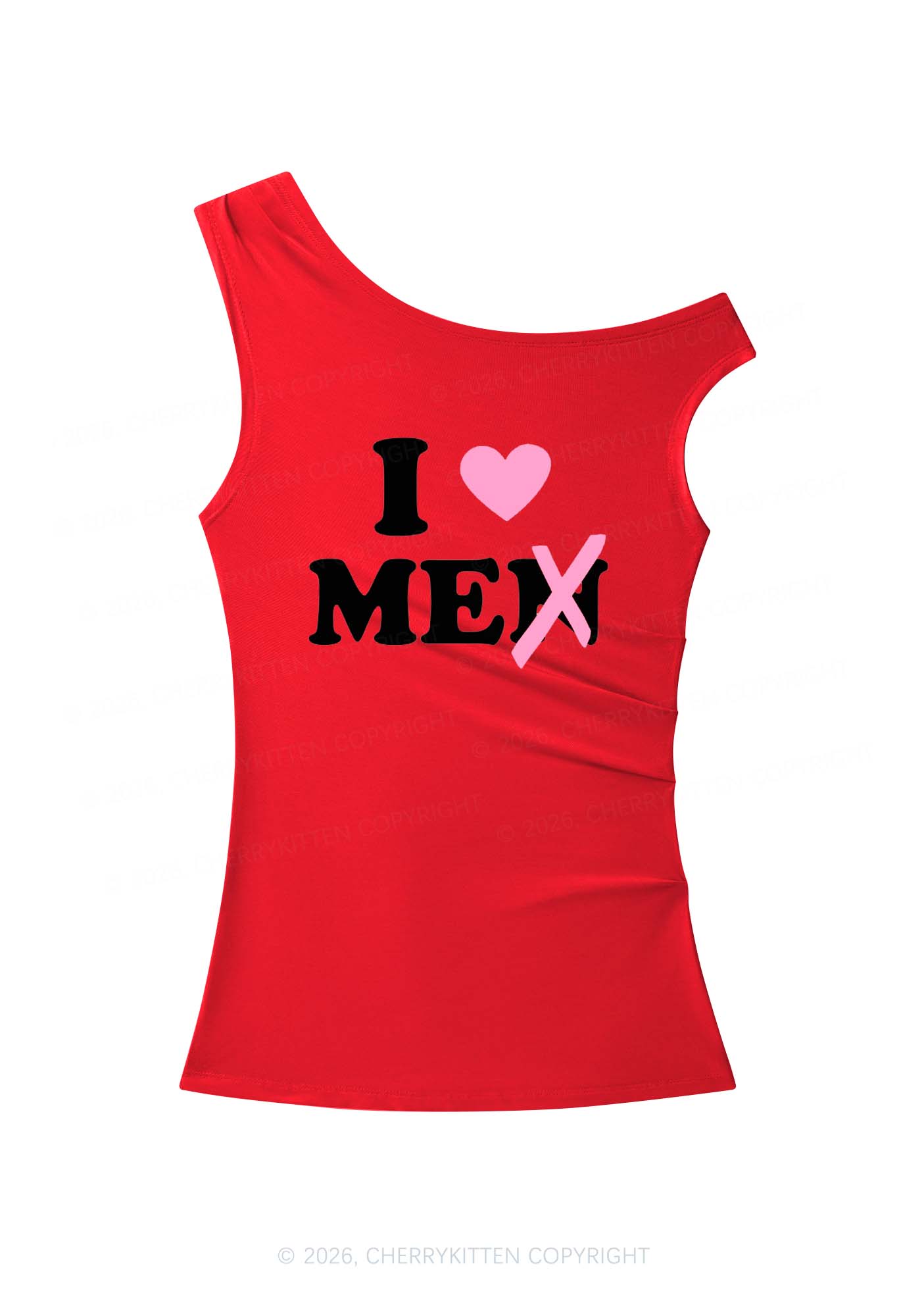 Love Me Not Men Y2K Off Shoulder Tank Top Cherrykitten