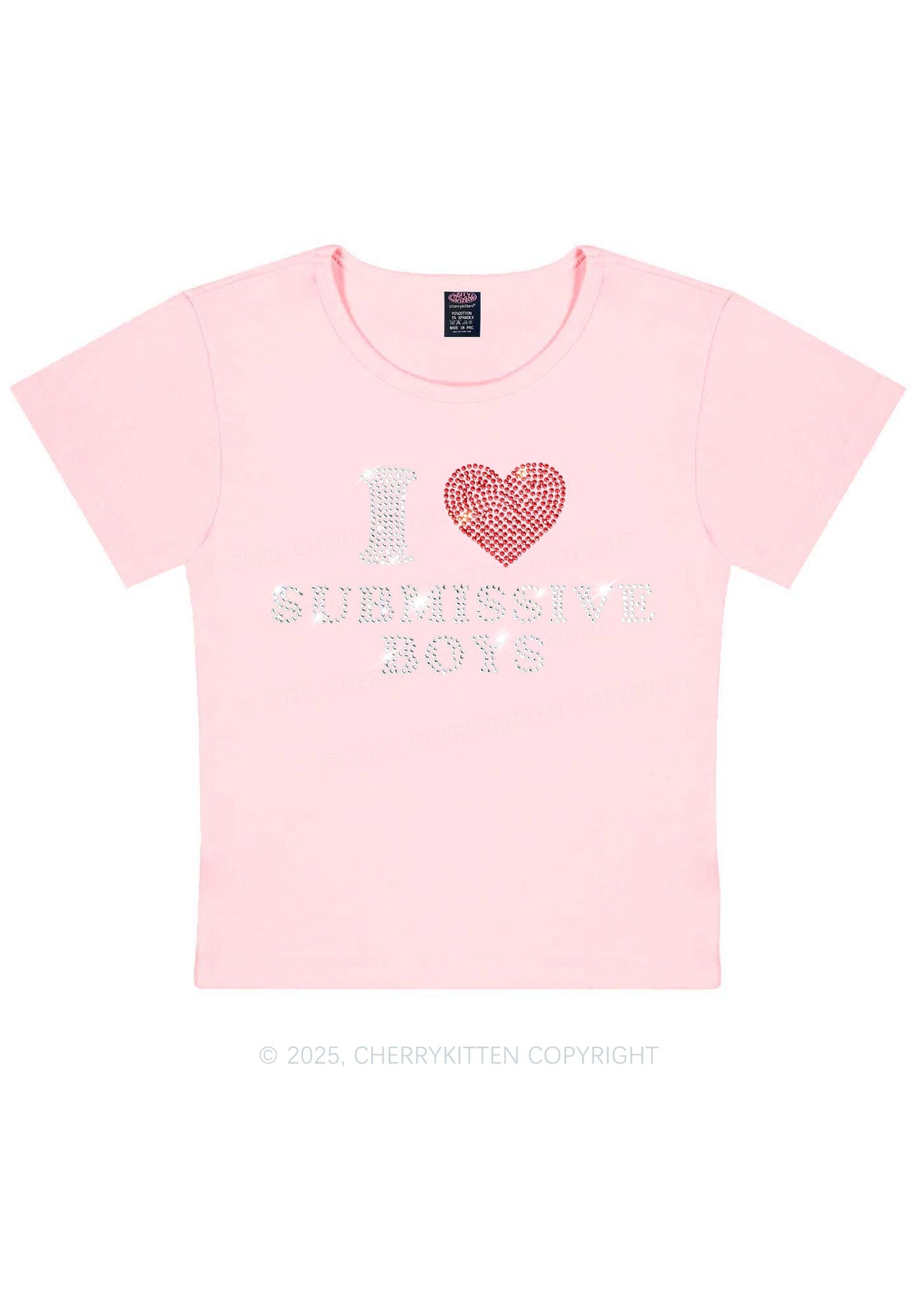 Rhinestone I Love S Boys Y2K Baby Tee Cherrykitten