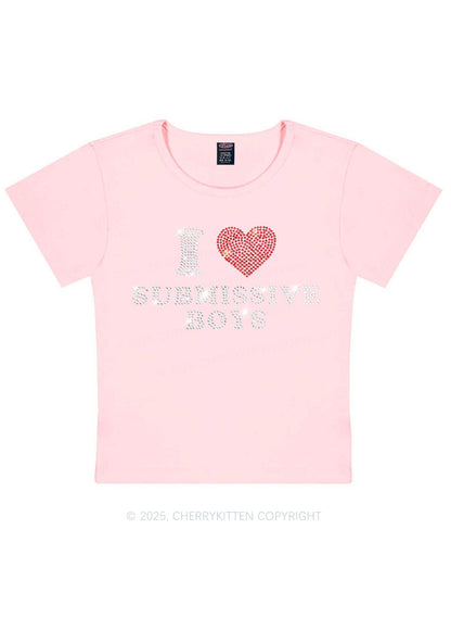 Rhinestone I Love S Boys Y2K Baby Tee Cherrykitten
