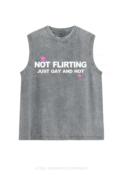 Not Flirting Pride Y2K Washed Muscle Tank Cherrykitten