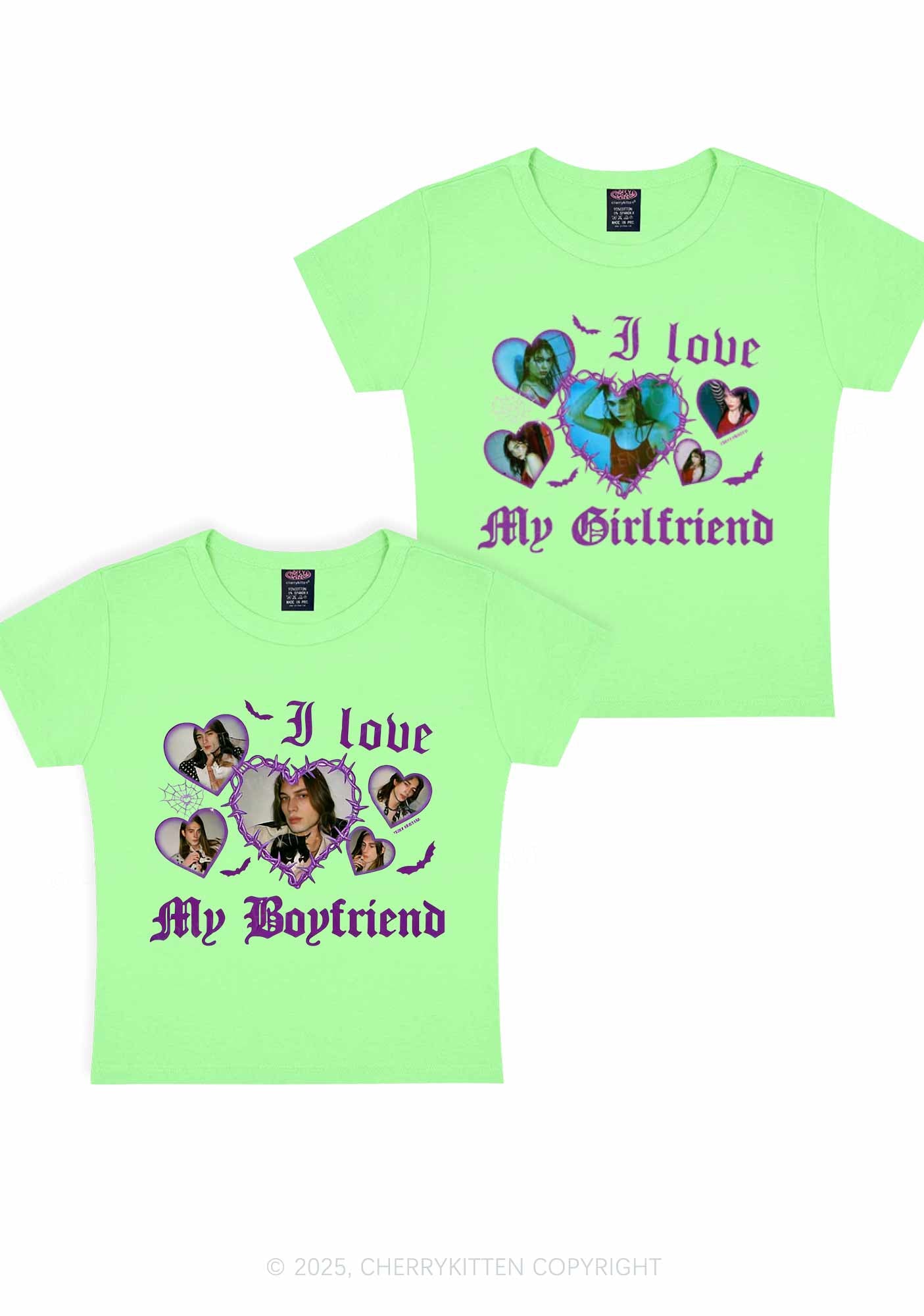 Custom Gothic GF BF Photos Y2K Valentine's Day Baby Tee Cherrykitten