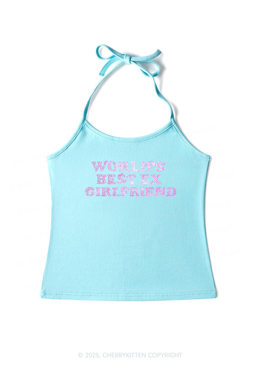 Rhinestone Best Ex Girlfriend Y2K Halter Neck Cami Cherrykitten