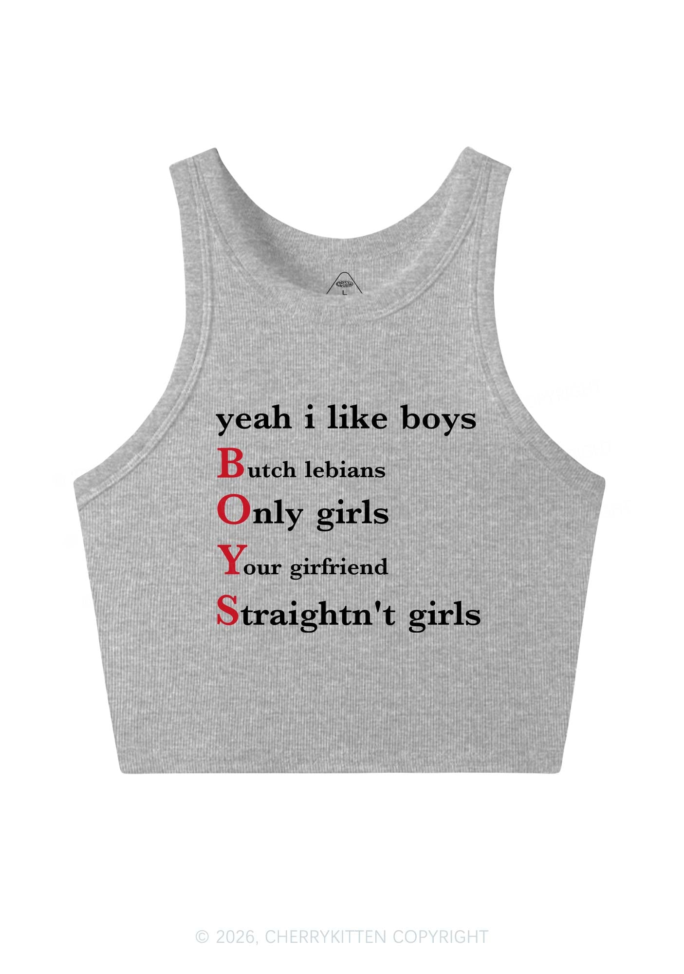 Yeah I Like Boys Pride Y2K Crop Tank Top Cherrykitten