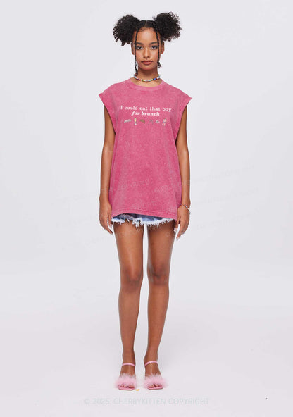 Eat Boy For Brunch Y2K Washed Muscle Tank Cherrykitten