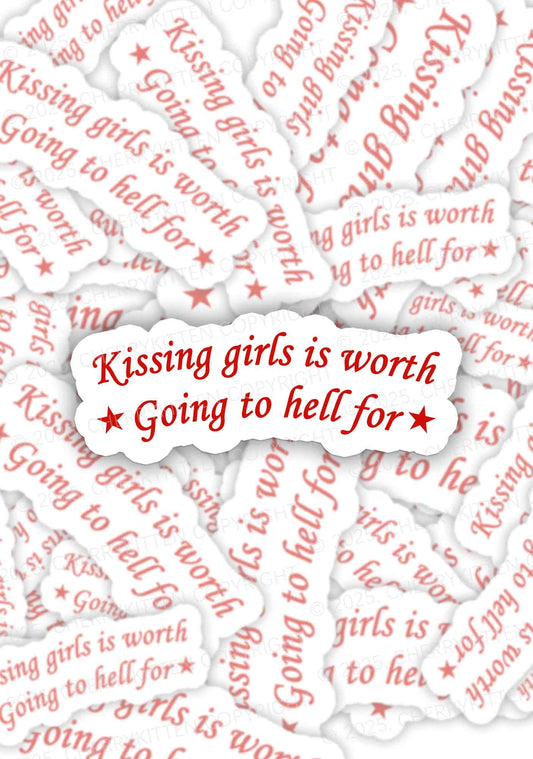 Kissing Girls is Worth Pride 1Pc Y2K Sticker Cherrykitten