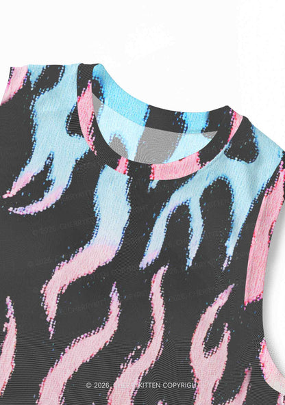 Trans Flame Pride Y2K Mesh Muscle Tank Cherrykitten