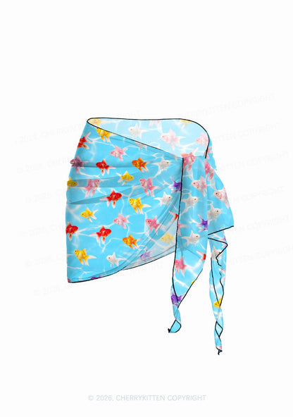 Water Ripple Goldfish Y2K Print Bikini Set Cherrykitten
