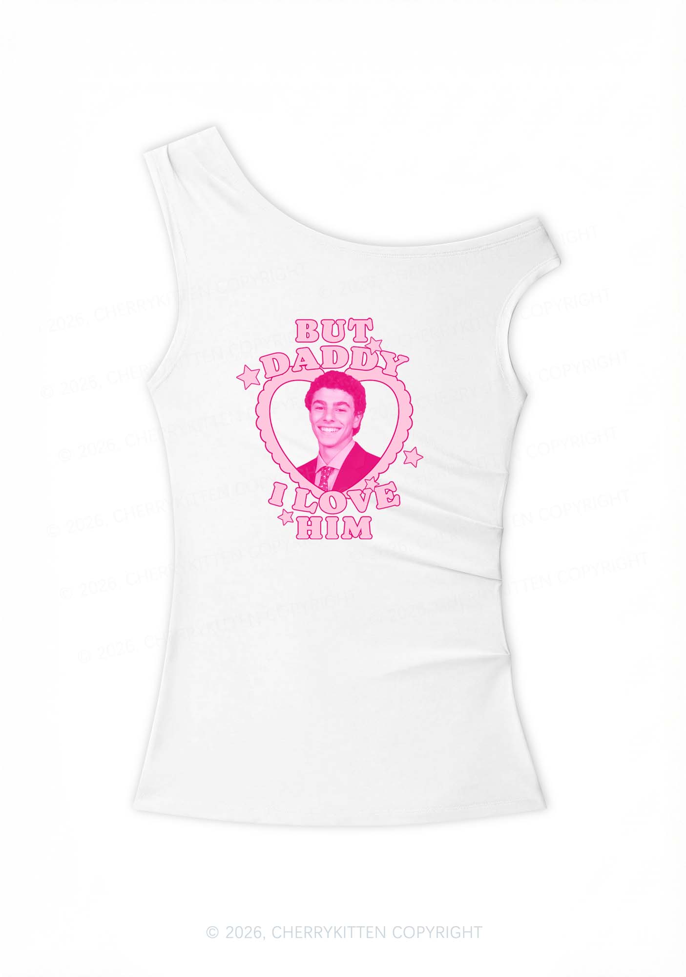 Daddy I Love Him Luigi Y2K Off Shoulder Tank Top Cherrykitten