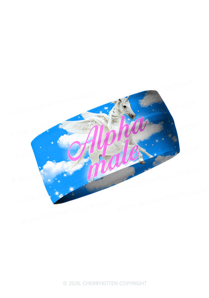 Blue Sky Alpha Male Unicorn Y2K Print Headband Cherrykitten