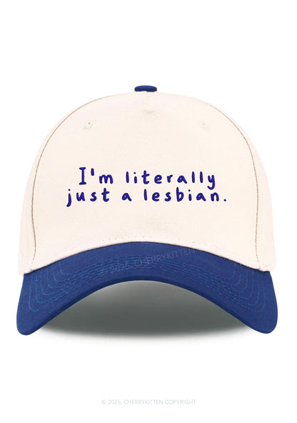 Embroidered Just A Lesbian Pride Y2K Color Block Baseball Cap Cherrykitten