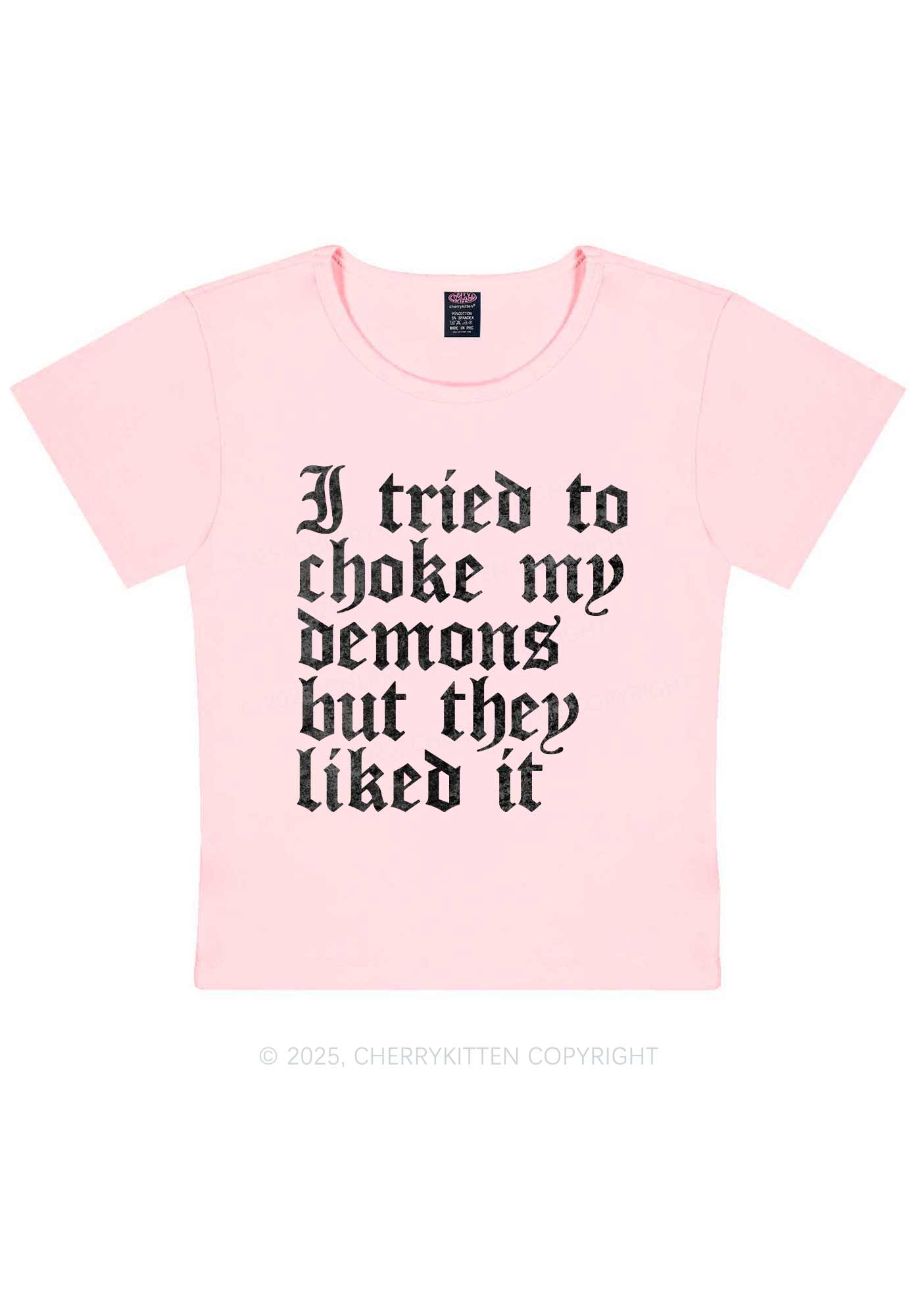 Halloween Choke Demons They Liked Y2K Baby Tee Cherrykitten
