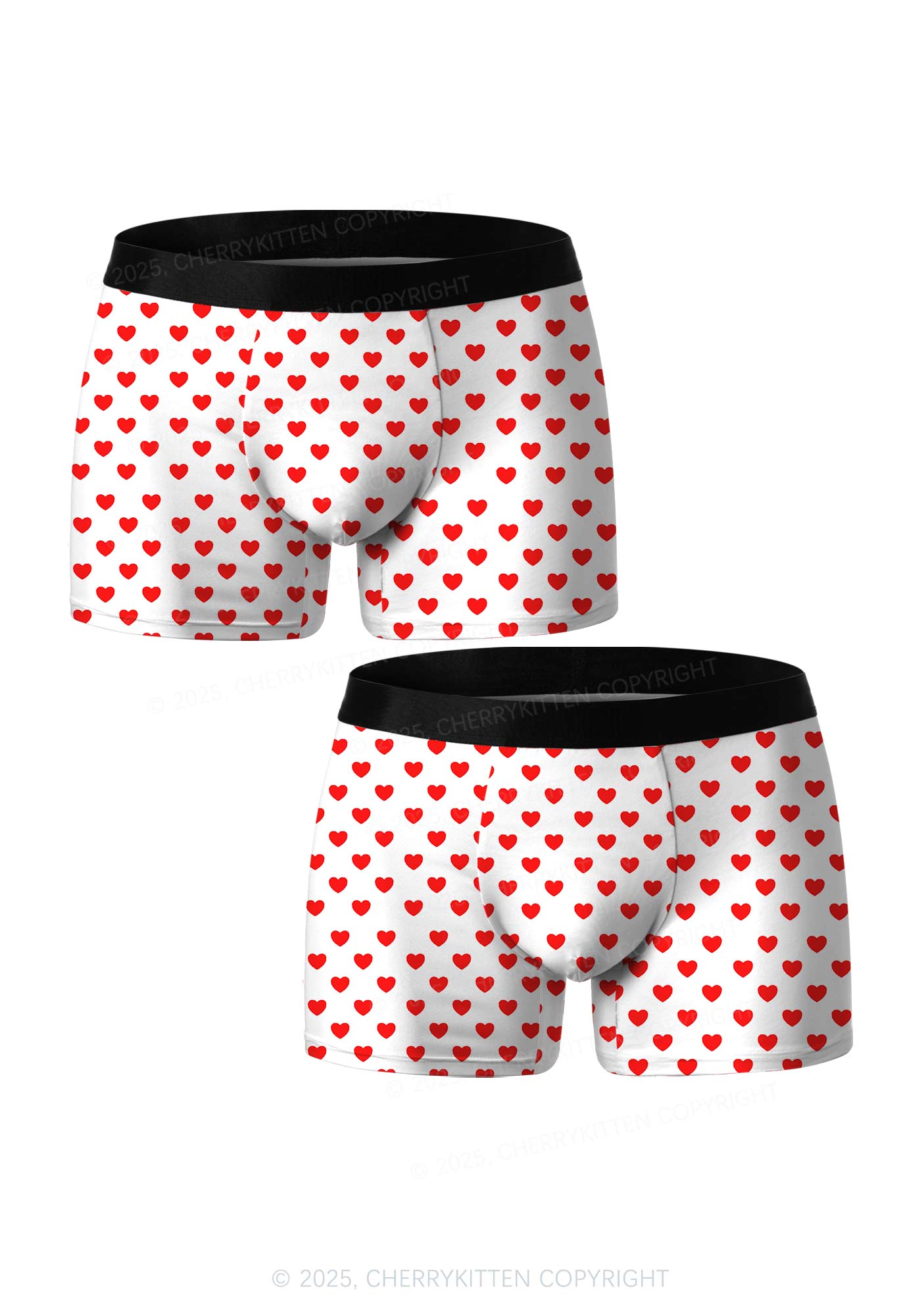 Plain Red Heart Valentine's Day Y2K Print Couples Boxer Briefs Set Cherrykitten