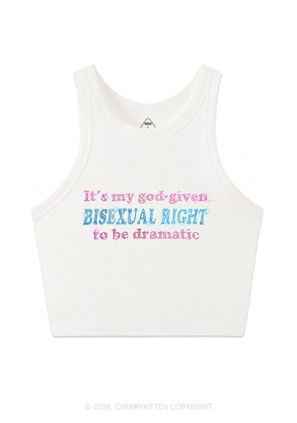 Rhinestone God Given Bisexual Right Pride Y2K Crop Tank Top Cherrykitten