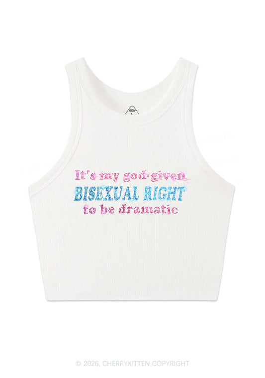 Rhinestone God Given Bisexual Right Pride Y2K Crop Tank Top Cherrykitten