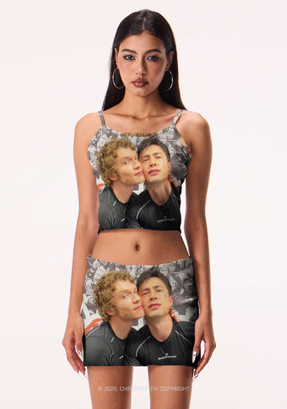 Cheek Kiss HR Y2K Print Cami Crop Top Cherrykitten