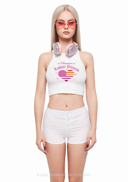 American Lesbian Princess Flag Pride Y2K Crop Tank Top Cherrykitten