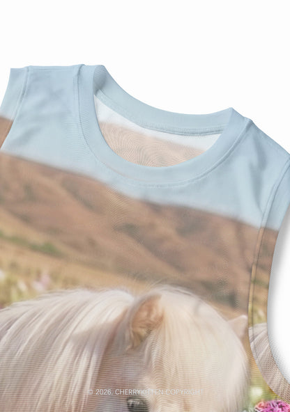 Lesbian Stars Pony Pride Y2K Mesh Muscle Tank Cherrykitten