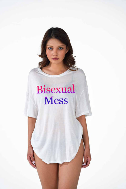 Bisexual Mess Pride Y2K Sheer Boyfriend Tee Cherrykitten