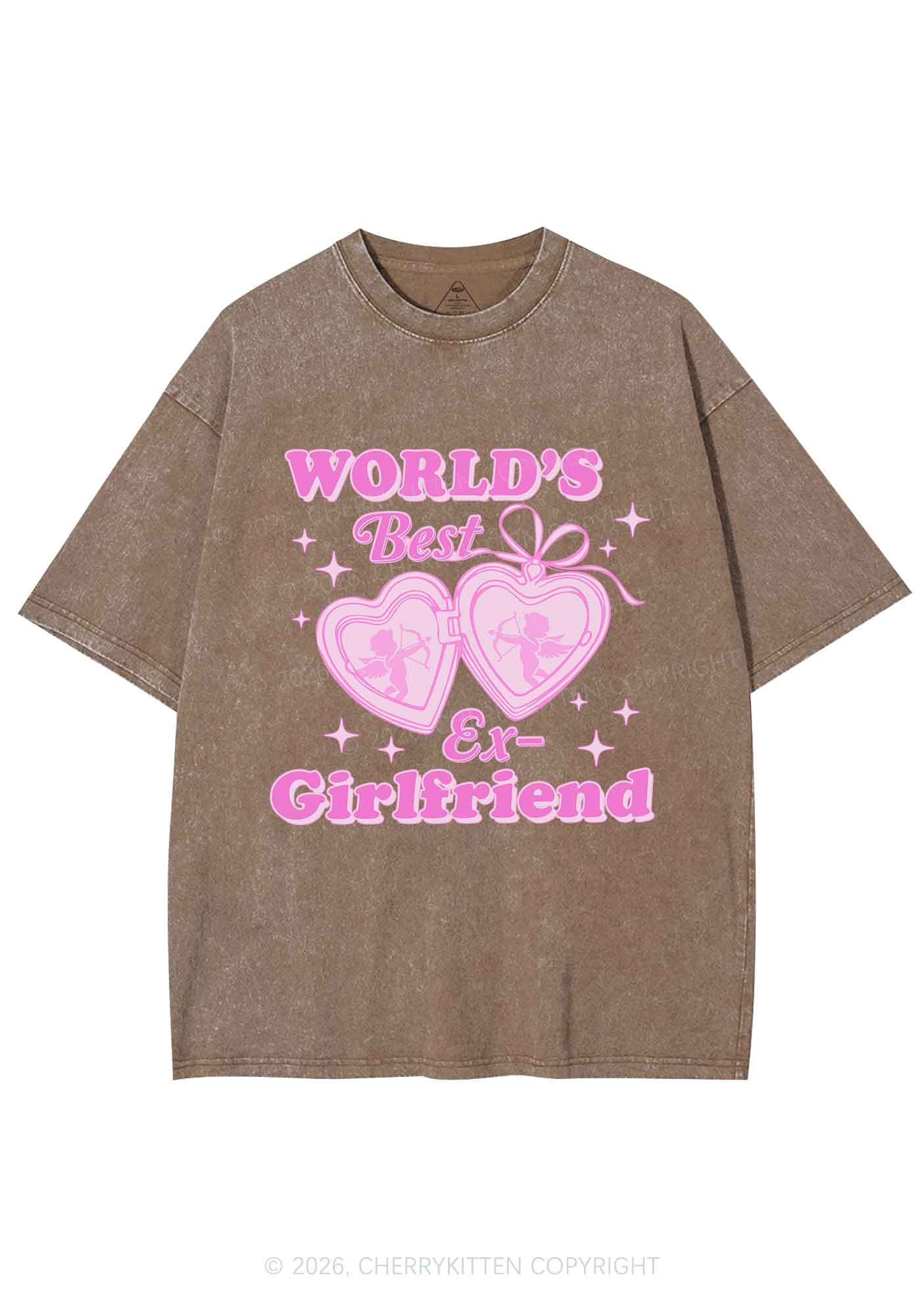 Worlds Best Ex GF Valentine's Day Y2K Shirts Washed Tee Cherrykitten