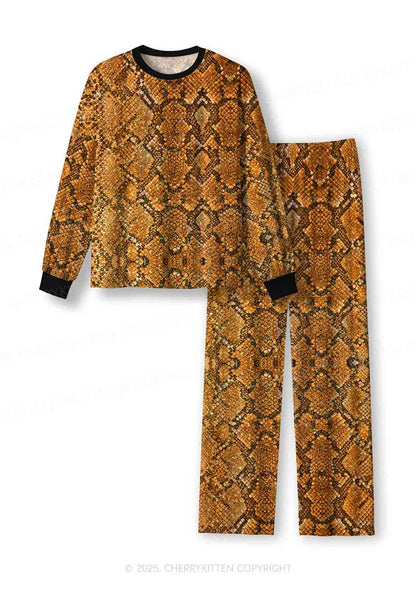 Snake Pattern Y2K Print Long Sleeve Pajama Set Cherrykitten