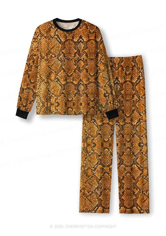 Snake Pattern Y2K Print Long Sleeve Pajama Set Cherrykitten
