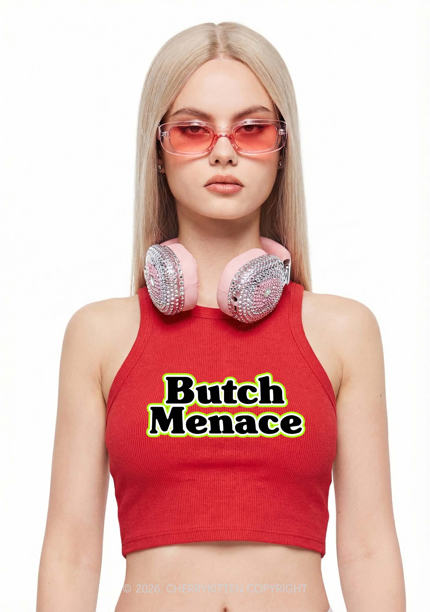 Butch Menace Pride Y2K Crop Tank Top Cherrykitten