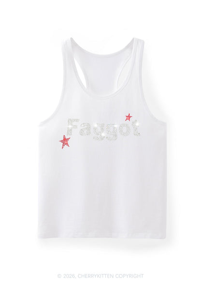 Rhinestone Faggot Pride Y2K Men Racerback Tank Top Cherrykitten