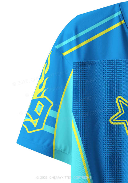 Faggot Blue Star Pride Y2K Crop Sport Jersey Shirts Cherrykitten