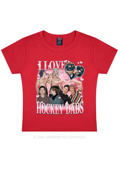 Pink Heart I Love Hockey Dads HR Y2K Baby Tee Cherrykitten