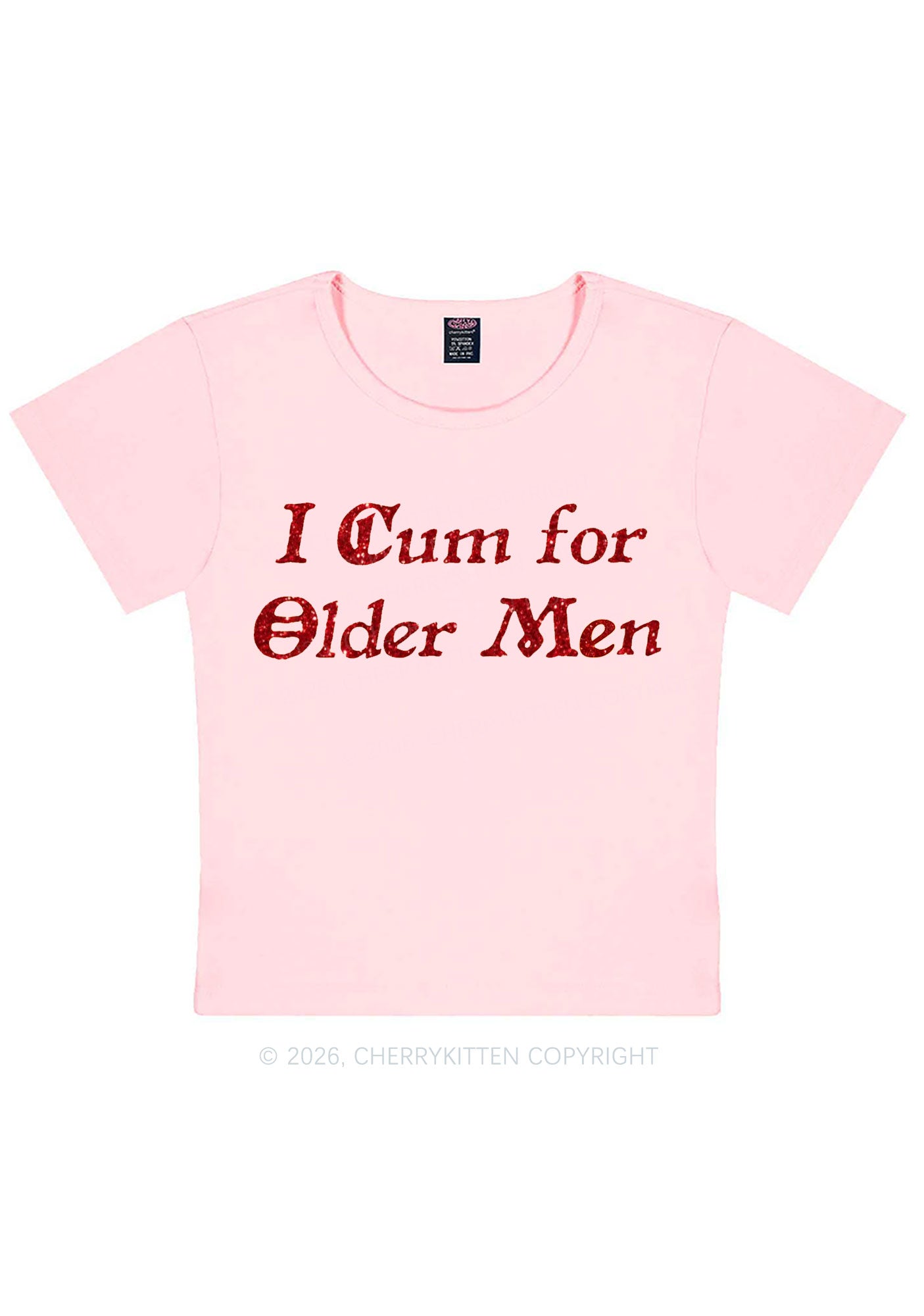 Glitter Come For Older Men Y2K Baby Tee Cherrykitten