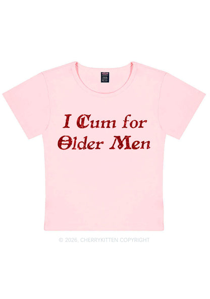 Glitter Come For Older Men Y2K Baby Tee Cherrykitten