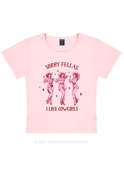 Sorry Fellas I Like Cowgirls Y2K Baby Tee Cherrykitten