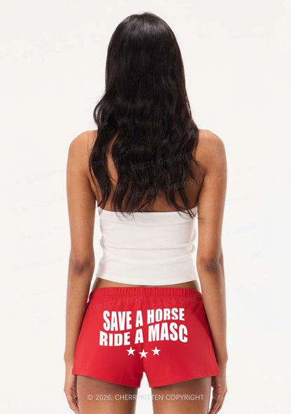 Save Horse Ride Masc Pride Y2K Drawstring Mini Shorts Cherrykitten