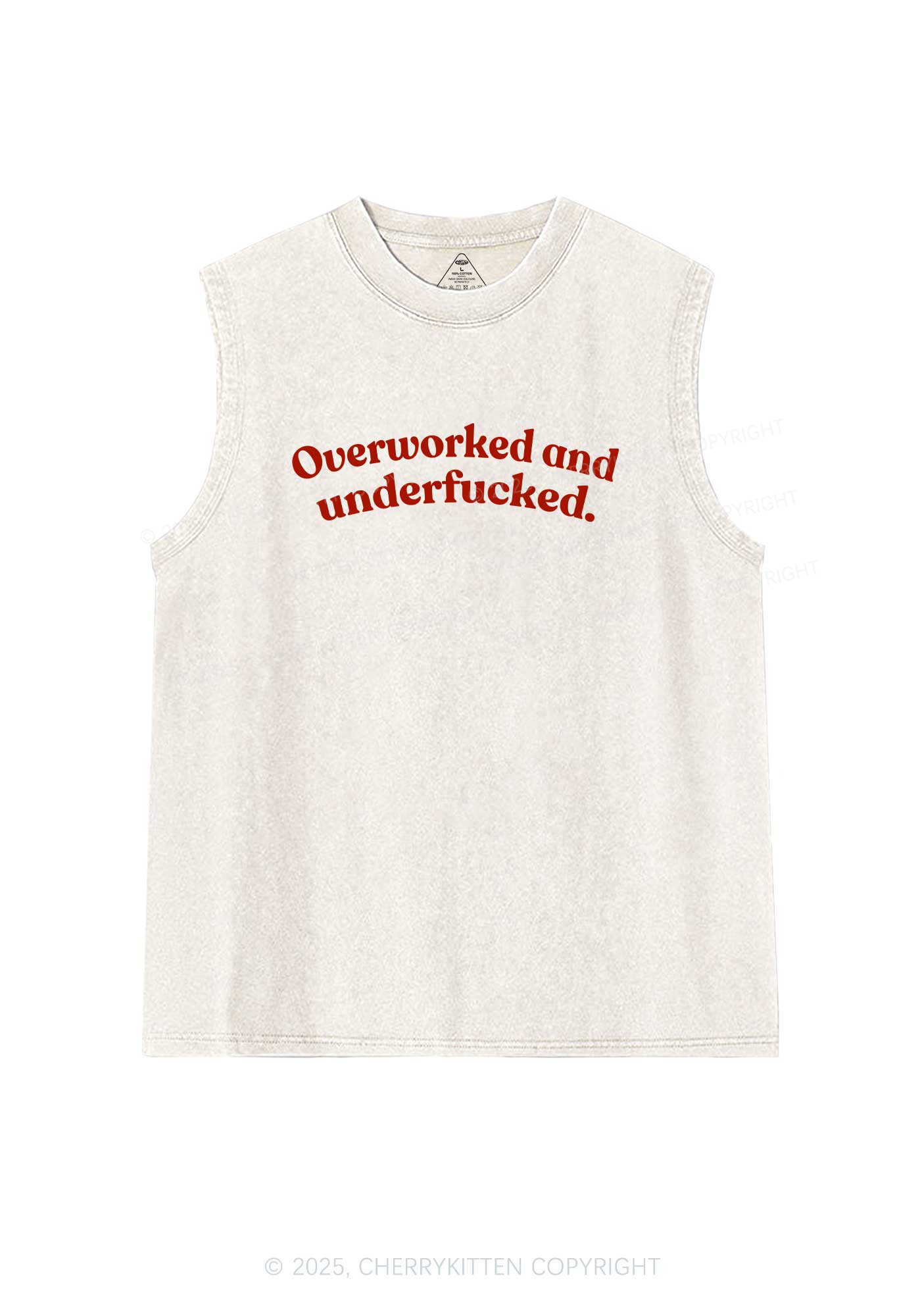 Overworked And Underfxcked Y2K Washed Tank Cherrykitten
