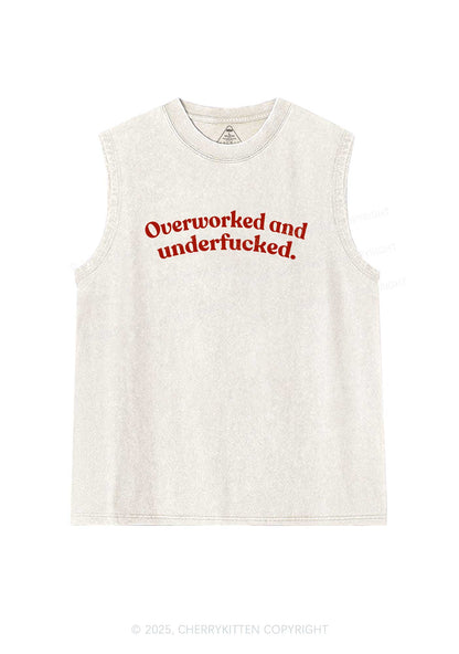 Overworked And Underfxcked Y2K Washed Tank Cherrykitten