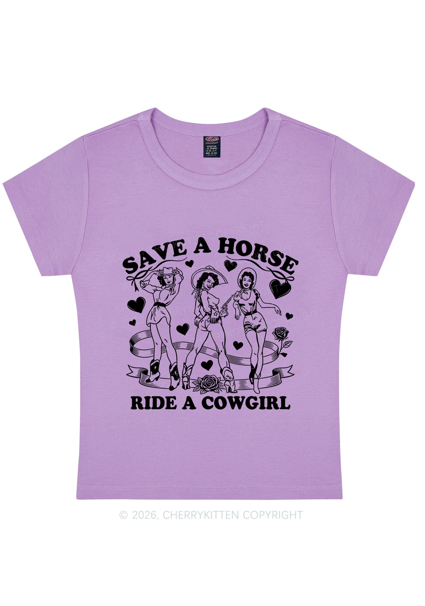 Ride A Cowgirl Valentine's Day Y2K Baby Tee Cherrykitten