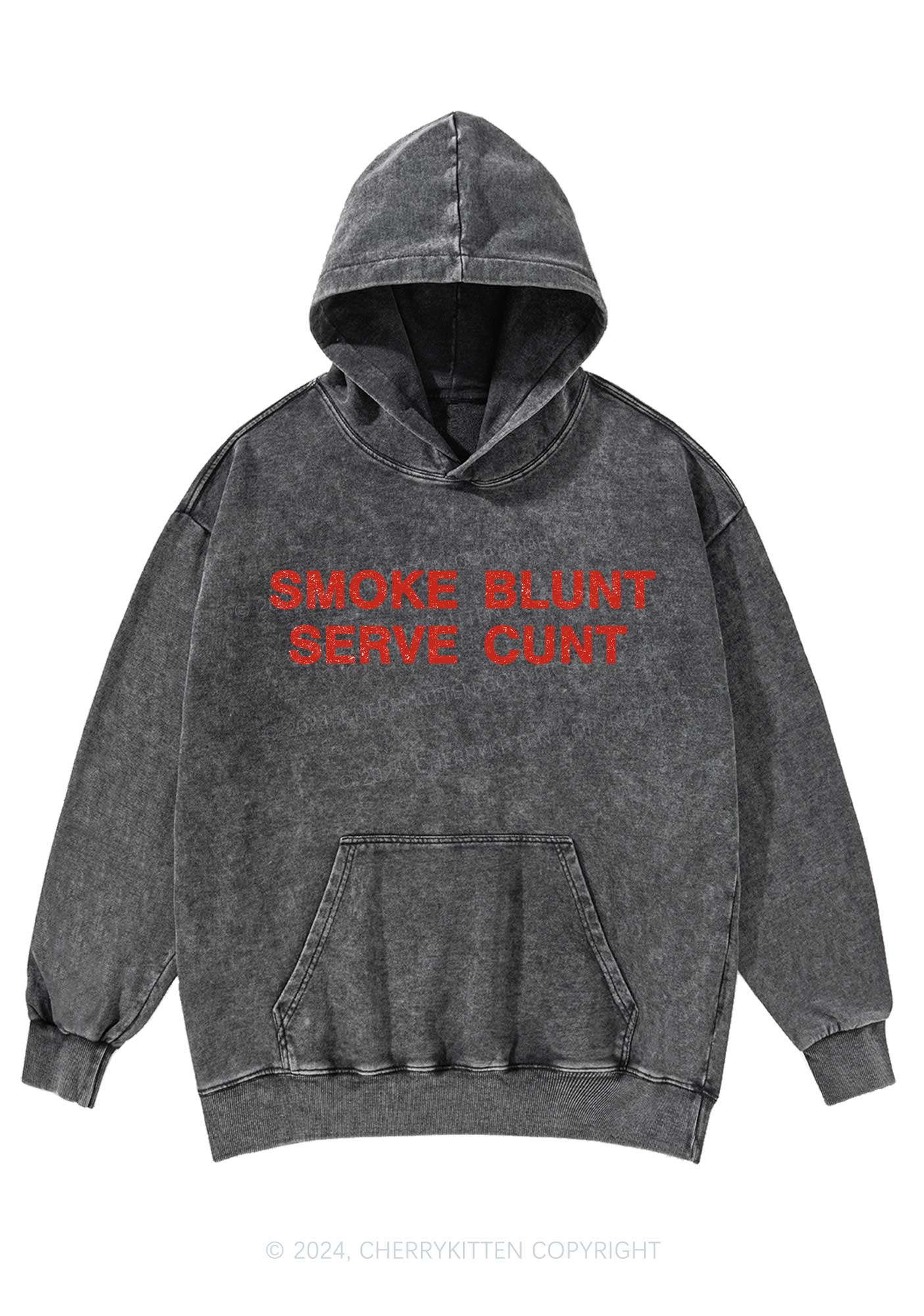 Smoke Blunt Y2K Washed Hoodie Cherrykitten