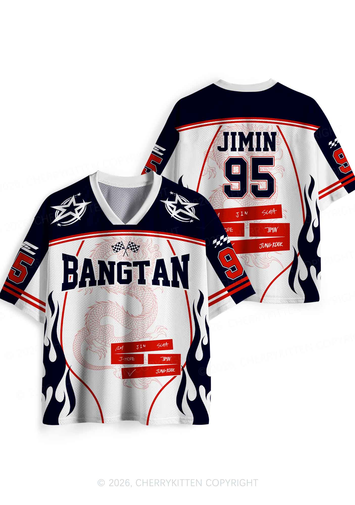 Kpop Red Dragon Y2K Sport Jersey Shirts Cherrykitten