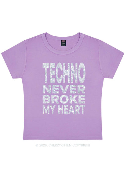 Glitter Techno Heart Y2K Baby Tee Cherrykitten