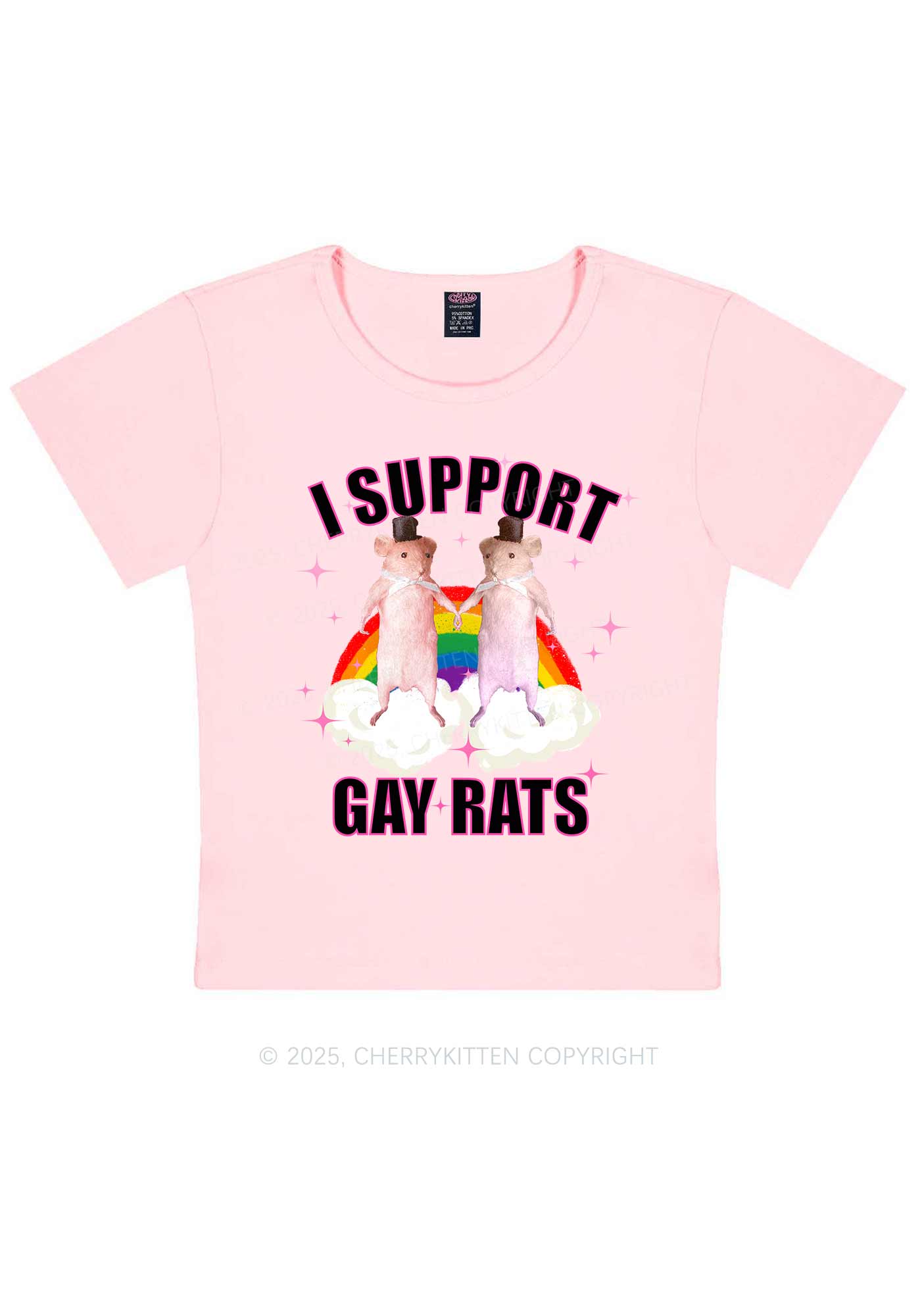 Support Gay Rats Pride Y2K Baby Tee Cherrykitten