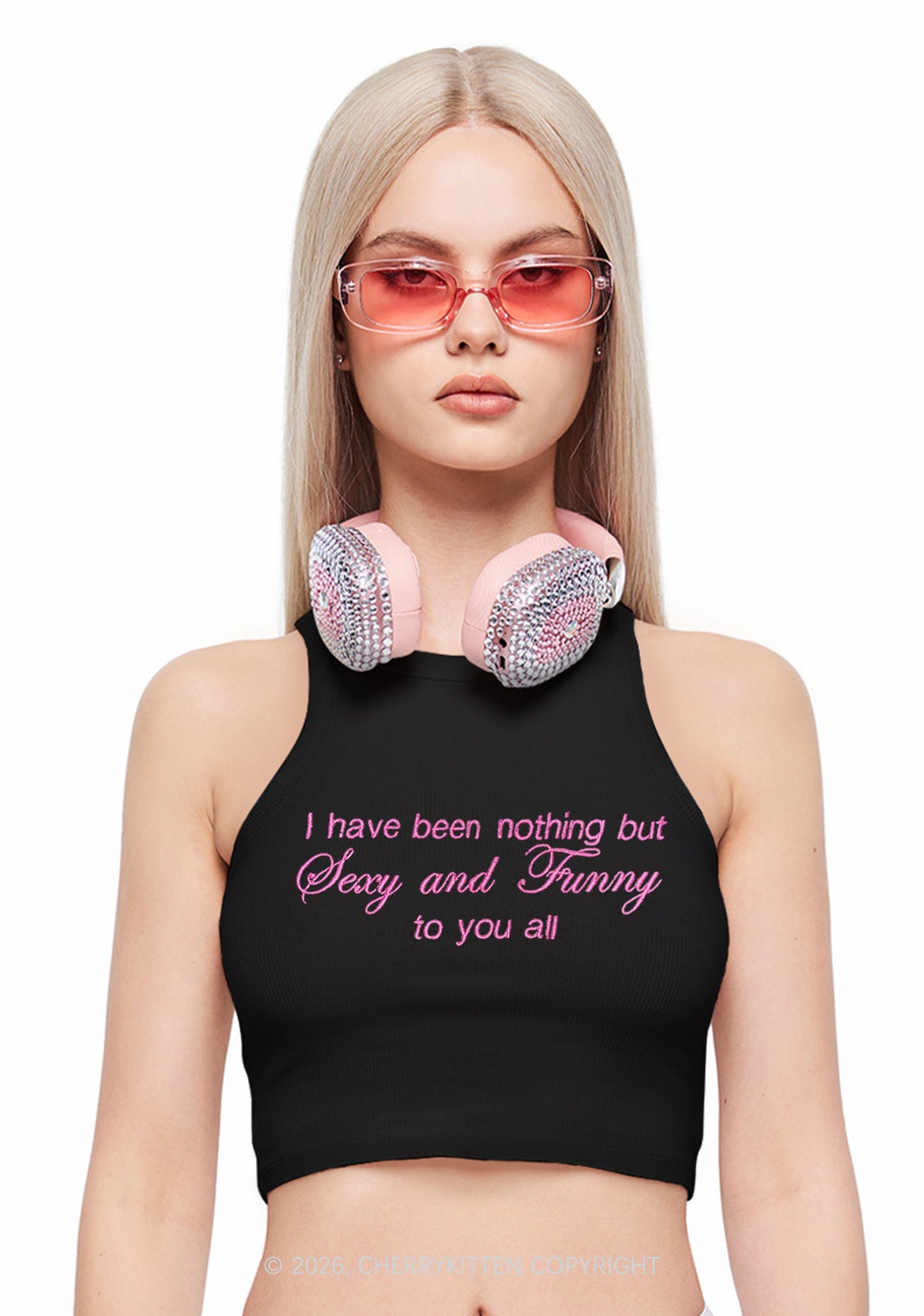 Embroidered I Have Been Nothing Y2K Crop Tank Top Cherrykitten